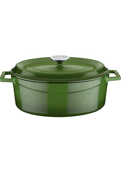 Döküm Oval Tencere. Ölçü 23X29CM. - Yeşil