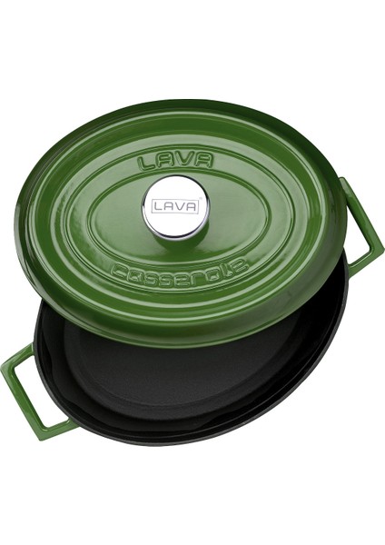 Döküm Oval Tencere. Ölçü 23X29CM. - Yeşil modelleri