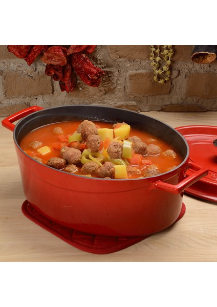 Döküm Oval Tencere. Ölçü 23X29CM. - Yeşil indirimleri