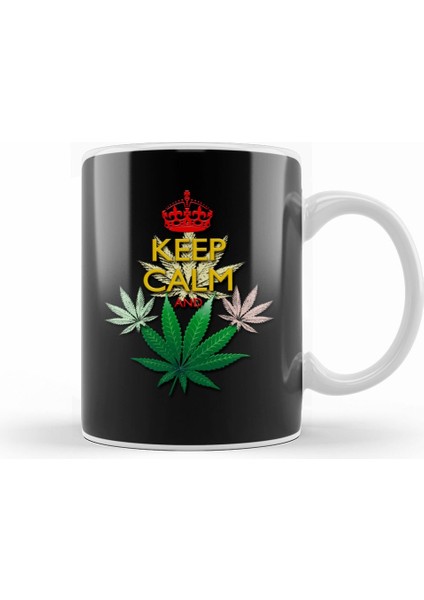 Keep Calm And Marijuana Leaf 01 Kupa Bardak Porselen