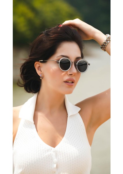 s Yuvarlak Beyaz Kemik Çerçeve Unisex Güneş Gözlüğü fiyatları