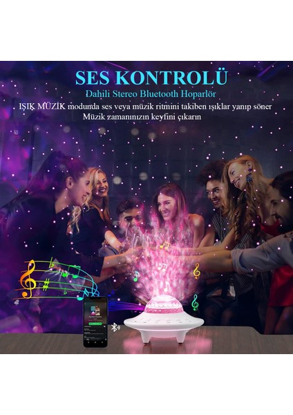 Starry Gala x y Projektör Hoparlör Bluetooth Ufo Gece Lambası