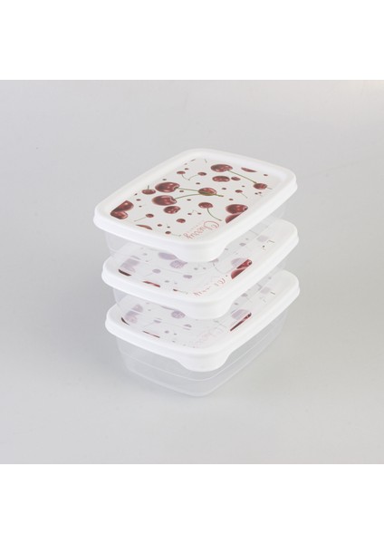 Deco Trend Saklama Kabı 0,6 Lt Üçlü Cherry