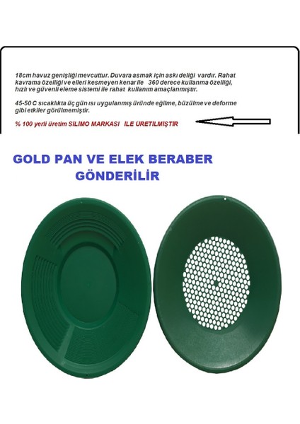 Siyah Gold Pan Altın Eleği + Pan Üstü Elek Altın Arama Eleme Kumda Irmakta Altın Yıkama Seti