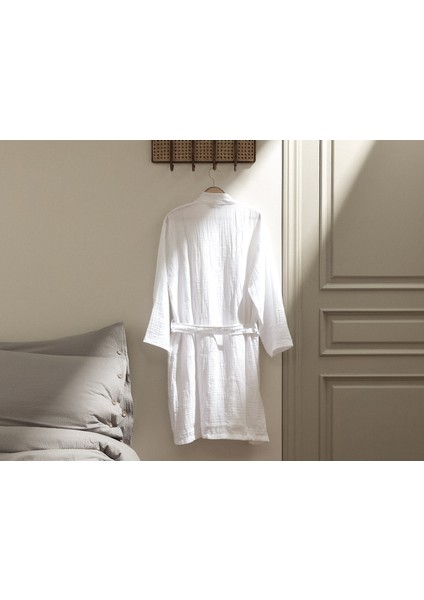 Zoe Müslin Unisex Bornoz - Beyaz fiyatları