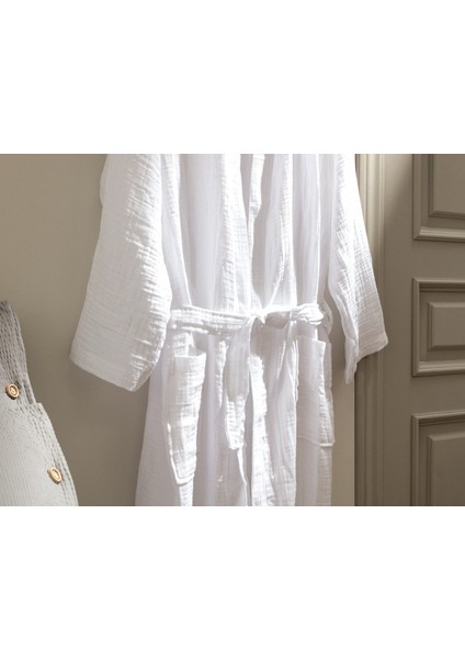 Zoe Müslin Unisex Bornoz - Beyaz modelleri