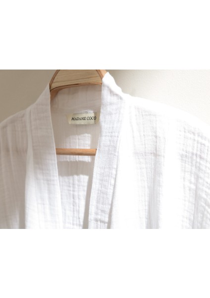 Zoe Müslin Unisex Bornoz - Beyaz fırsatları