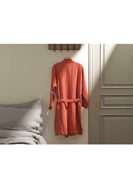Zoe Müslin Unisex Bornoz - Kiremit