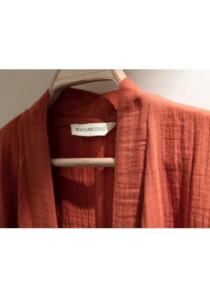 Zoe Müslin Unisex Bornoz - Kiremit