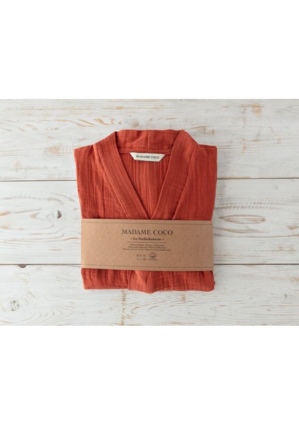Zoe Müslin Unisex Bornoz - Kiremit