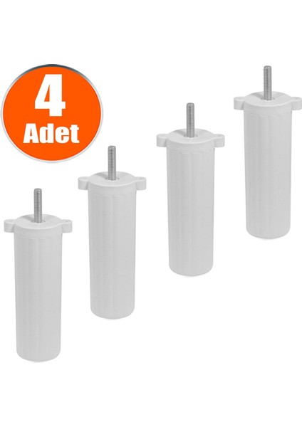 Mobilya Kanepe Baza Koltuk Destek Ayağı M8 Civata Ayarlı Beyaz Ayak 14 Cm (4 Adet)