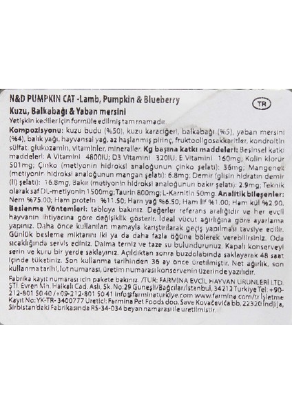 Pumpkın Kuzu & Y.mersini 70 gr