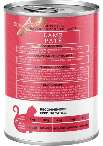 Chef&#39;s Choice - Kuzu Etli Tahılsız Pate Yetişkin Kedi Konservesi, 400G