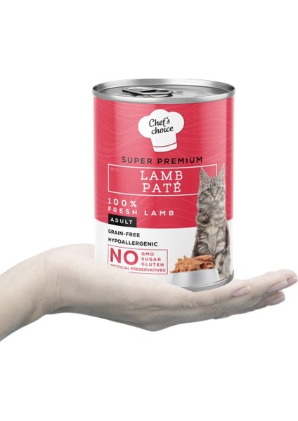 Chef&#39;s Choice - Kuzu Etli Tahılsız Pate Yetişkin Kedi Konservesi, 400G