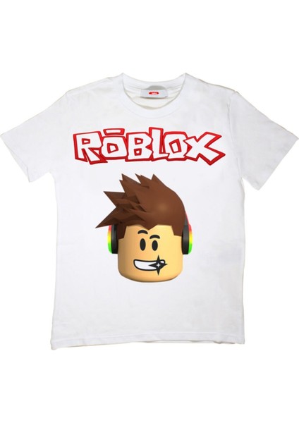 Roblox Çocuk Tişört Beyaz Renk Kesimli
