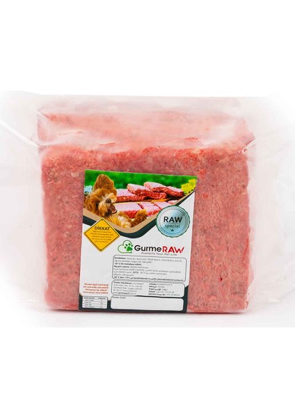 Gurmeraw Raw Specıal - 5-20KG Çiğ Köpek Maması Barf - 250 Gr’lık Porsiyonlar Halinde Gurme