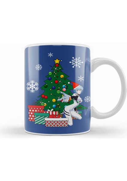 Rei Evangelion Around The Christmas Tree Kupa Bardak Porselen