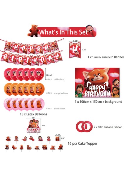 Turning Red Parti Dekoru Balon Seti (Yurt Dışından)