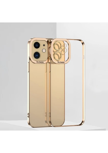 Fashion Series iPhone 12 6.1inç Kılıf Renkli Kenar Lazer Çerçeveli Silikon Kılıf