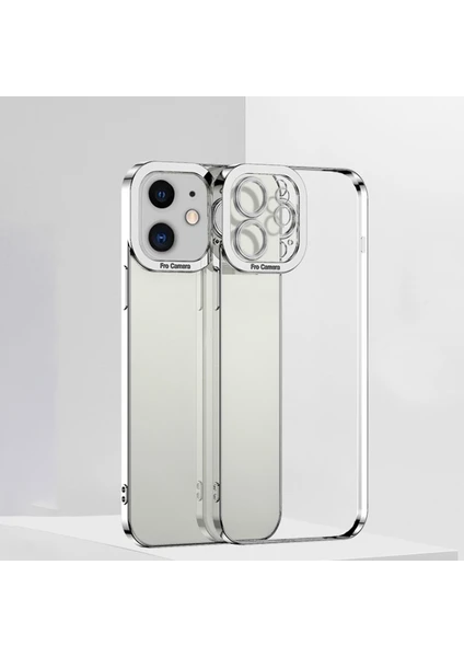 Fashion Series iPhone 12 6.1inç Kılıf Renkli Kenar Lazer Çerçeveli Silikon Kılıf