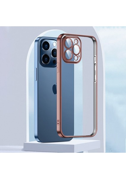 Fashion Series iPhone 13 Pro 6.1inç Kılıf Renkli Kenar Lazer Çerçeveli Silikon Kılıf