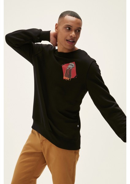 Here Crewneck Siyah Erkek Sweatshirt 22.02.12.016-C01