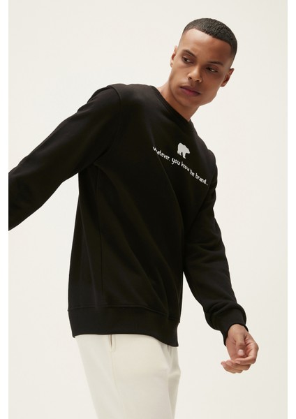 Erkek Siyah Sweatshirt You Know Crewneck fırsatları