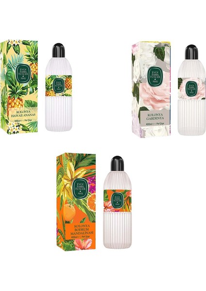 Kolonya Bodrum Mandalinası, Hawaii Ananas ve Gardenya