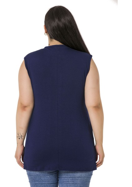 Büyük Beden Yarım Balıkçı Yanları Yırtmaçlı Uzun Viskon Lacivert Body modelleri