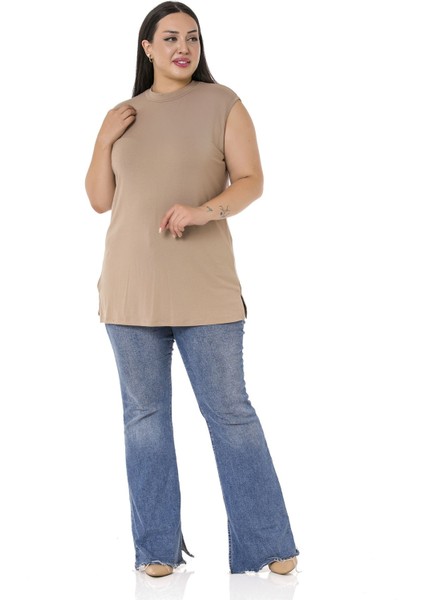 Büyük Beden Yarım Balıkçı Yanları Yırtmaçlı Uzun Viskon Vizon Body fiyatları