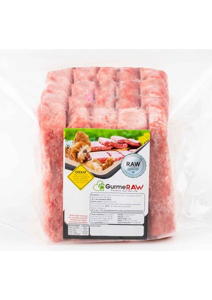 Gurmeraw Raw Specıal - 5-20KG Çiğ Köpek Maması Barf - 100 Gr’lık Porsiyonlar Halinde Gurme