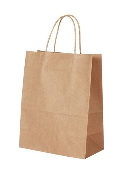 Kraft Kağıt Çanta 18X24X9 cm (25'li Paket) Büküm Saplı