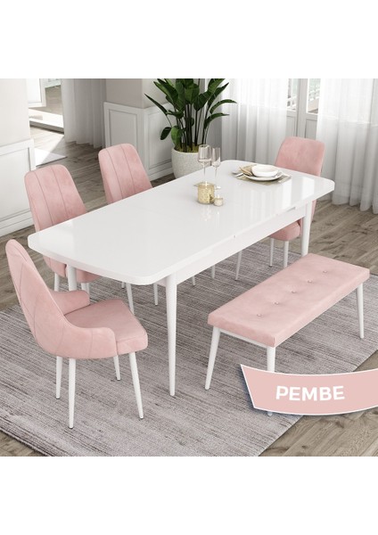 Concept Ram Serisi 80 x 132 cm Mutfak Masa Takımı Beyaz Masa 4 Sandalye 1 Bench fiyatları
