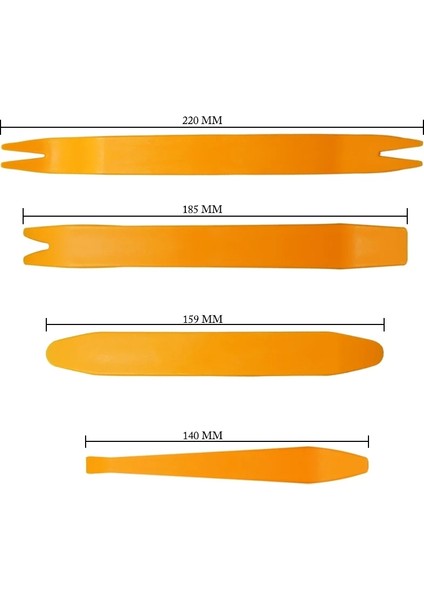 4 Parça Sert Abs Malzeme Teyp, Kapı, Döşeme Sökme Takımı (10'lu Takım )