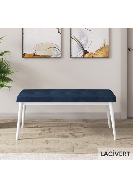 Concept Are Serisi 80 x 132 cm Mdf Beyaz Mutfak Masa Takımı 4 Sandalye Gümüş Halkalı ve 1 Bench