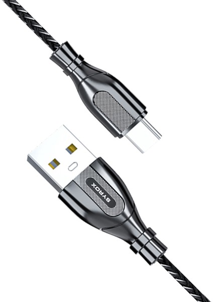 C121T Ultron Metal Örgü Type-C Data/şarj Kablosu 2.0A 1mt Siyah