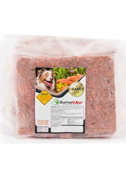 Barf Plus - 5-20KG Çiğ Köpek Maması Barf - 250 Gr’lık Porsiyonlar Halinde Gurme