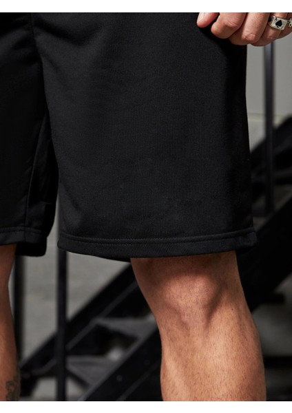 Erkek Siyah Şort Nefes Alabilir Kumaşla Spor Tarzı fırsatları