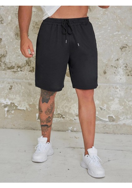 DAXİS Siyah Erkek Şort Nefes Alabilir Kumaş ile Spor Tarzında Rahat Kesim Yazlık fiyatları