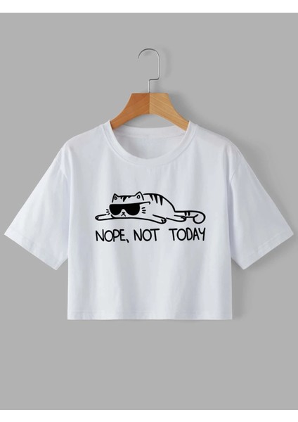 Crop Kedi Baskılı Tshirt