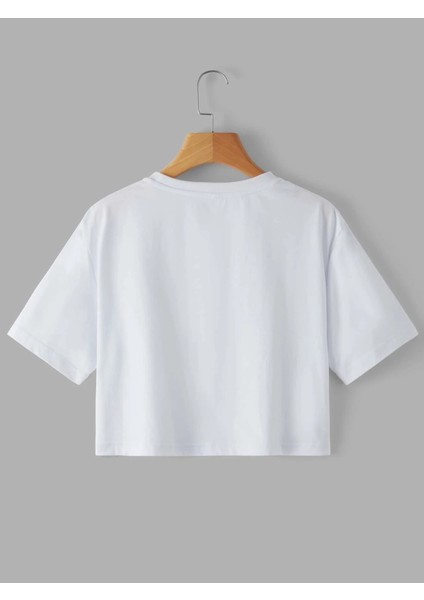 Crop Kedi Baskılı Tshirt