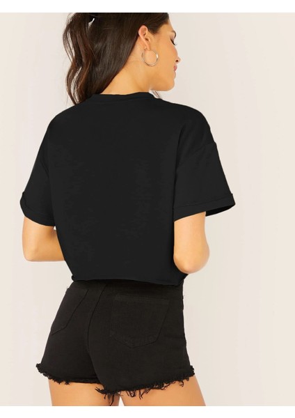 Crop Siyah Tshirt modelleri