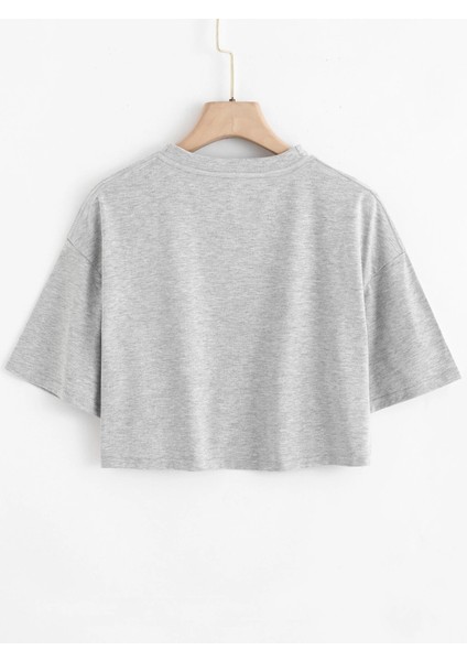 DAXİS Kadın Crop Tişört Siyah Renk Bisiklet Yaka %100 Pamuklu Konforlu Stil fiyatları