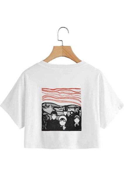 Kadın Beyaz Crop Top TShirt