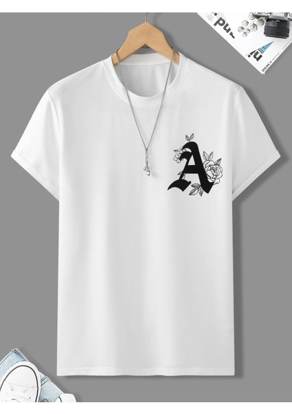 Süslü A Baskılı Oversize Tshirt