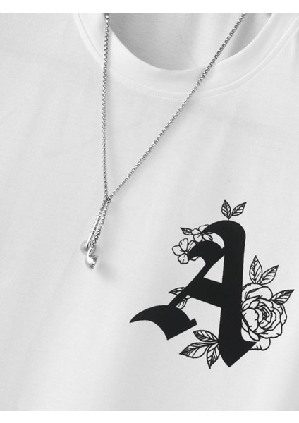 Süslü A Baskılı Oversize Tshirt modelleri