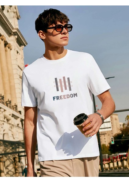 Freedom Baskılı Oversize Tshirt