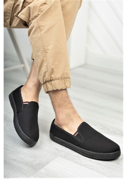 Siyah Keten Bez Babet Spor Ayakkabı MZ101