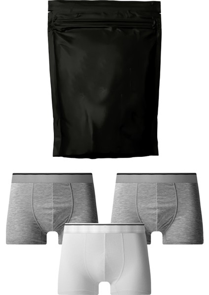 Erkek 3'lü Boxer Kumaş Premium Paket Düz Likralı Boxer Şort Çeyizlik Hediyelik