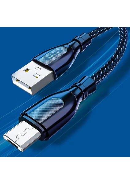 C121M Ultron Metal Örgü Micro USB Data/şarj Kablosu 2.0A 1mt Siyah